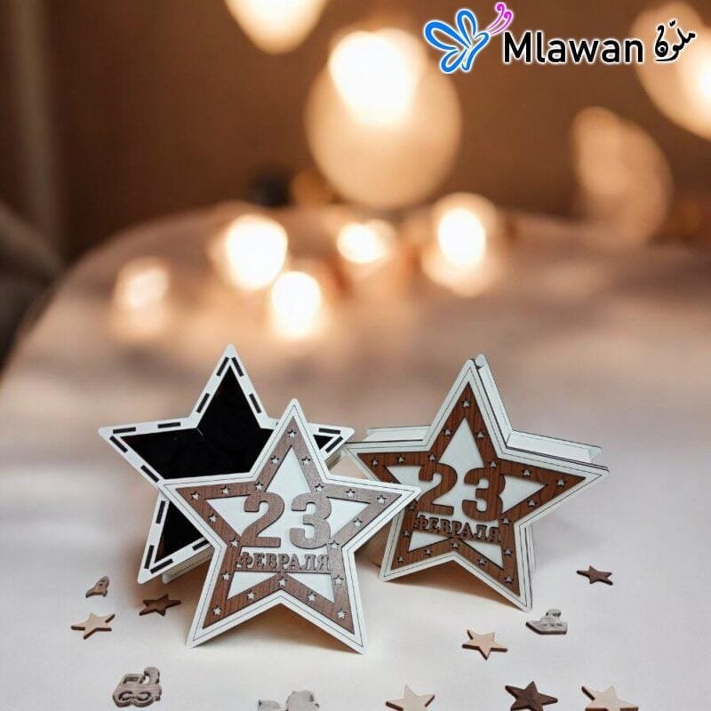 Star woodصندوق خشبي على شكل نجمةen box for jewelry and keepsakes