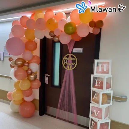 Balloon arch hospitalتزيين غرفة المستشفى للمولود الجديد مع قوس بالونات وصناديق اسم room decoration for newborn
