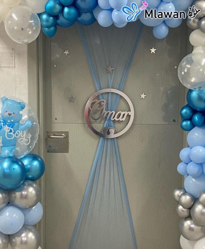 mlawan hospital room decor with blue and silver balloons