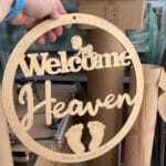 Personalized baby name door sign in silver finish, 30cm.