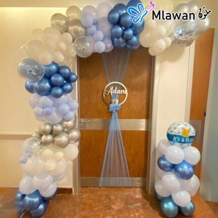 Hospital door balloon decoration for baby boy welcome