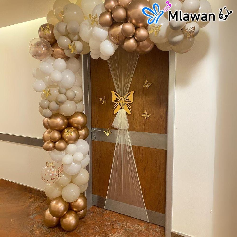 Custom balloon arch with butterflies for newborn room decoration Custom balloon arch with butterflies for newborn room decoration