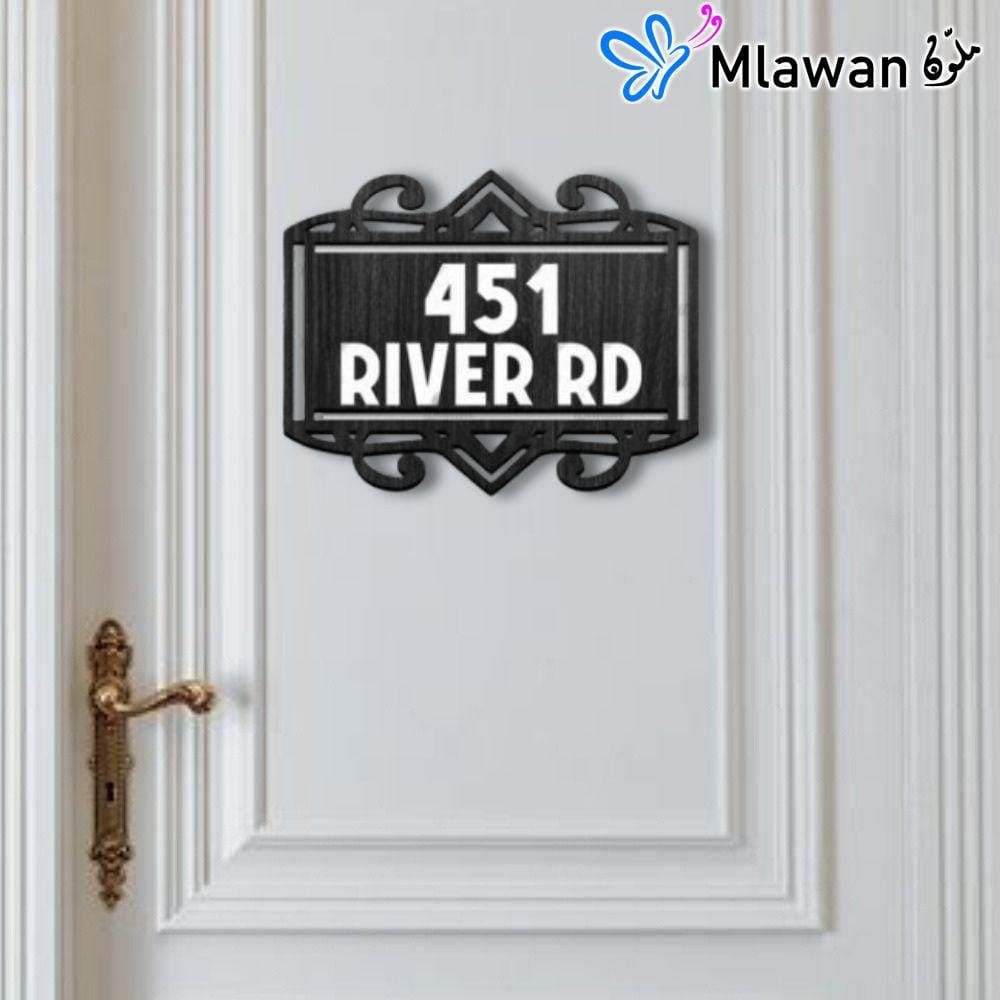 Wooden door plate with engraved house number. Wooden door plate with engraved house number.