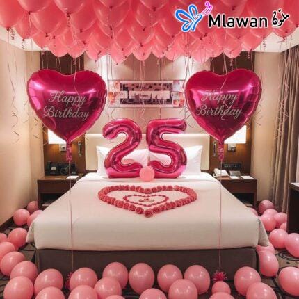 Decoration Hotel Room with Pink Balloons Dubai Abu Dhabi UAE