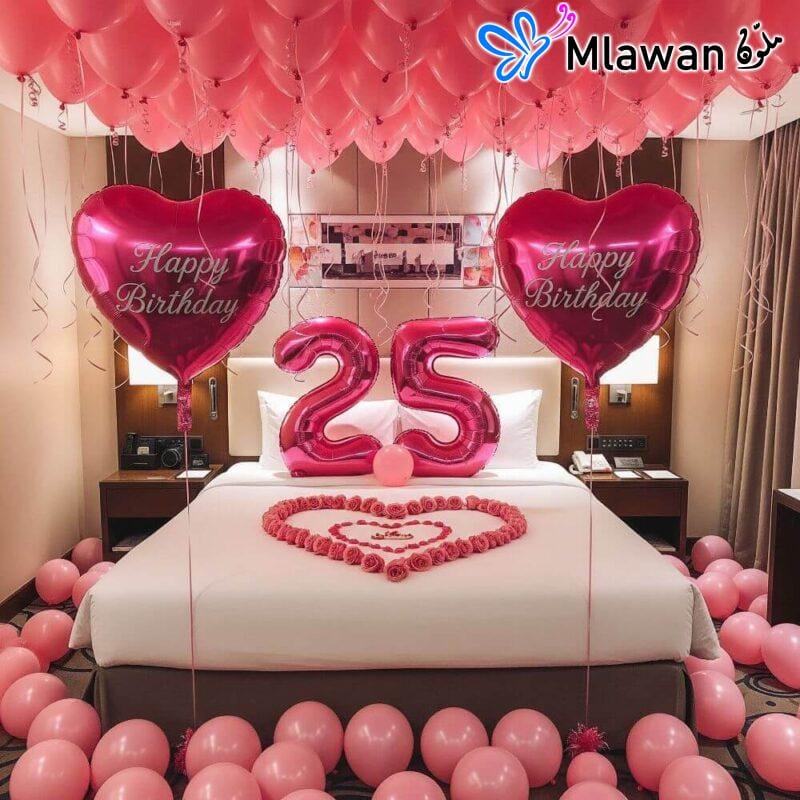 Decoration Hotel Room with Pink Balloons Dubai Abu Dhabi UAE