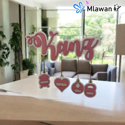 Trendy Custom 3D Wooden Birth Announcement Sign welcomes baby.