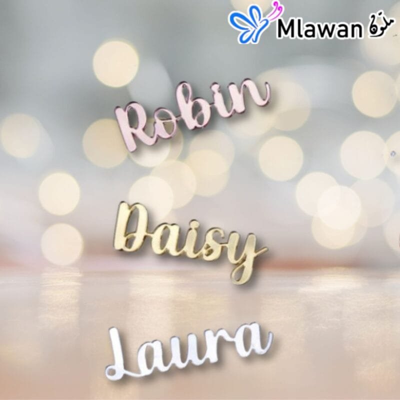 Personalized Acrylic Mirror Name Tag Gold Rosegold Silver