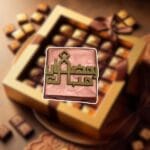 Gold acrylic Ramadan Mubarak chocolate topper on 4cm chocolate