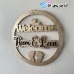 Welcome Baby door sign with name engraved