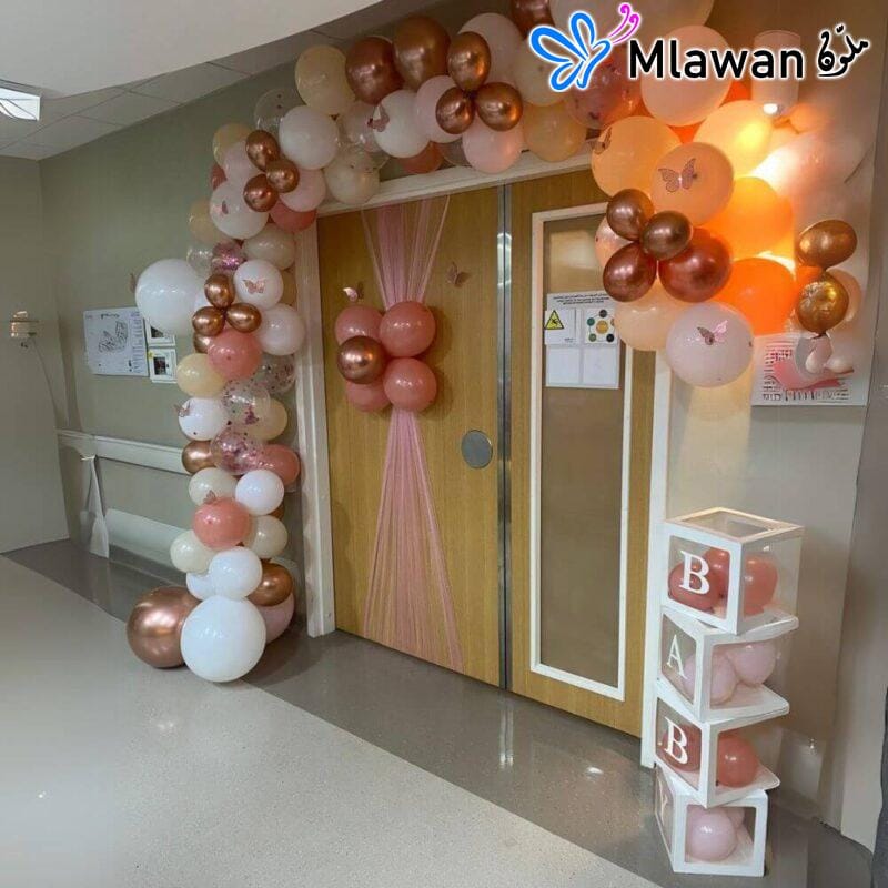 hospital room balloon decor for newborn arrival