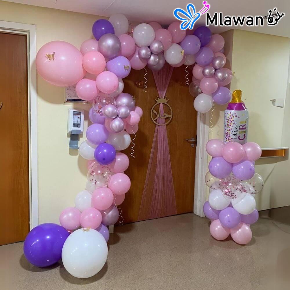 Customizable balloon arch for hospital newborn celebrations hospital decoration service featuring arc balloons