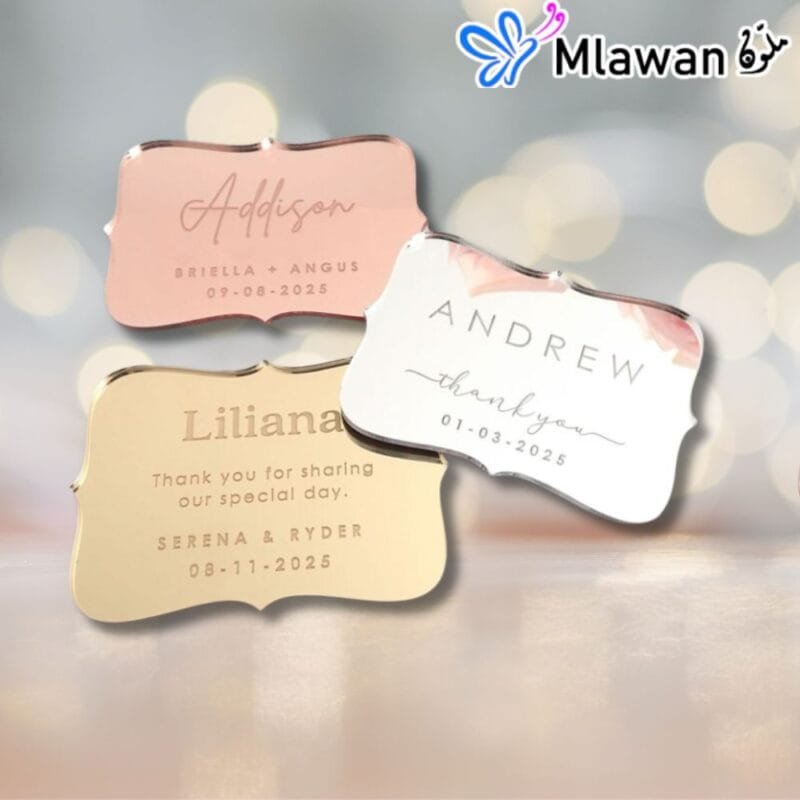 Personalized Acrylic Mirror Rectangular Name Engraved Tag