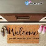 Welcome Please Remove Your Shoes Brown anti-slip hello doormat