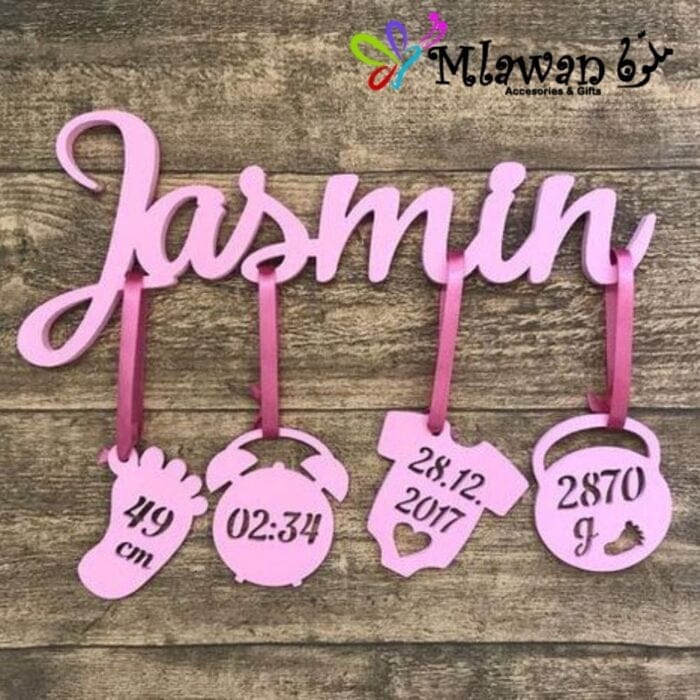 Wooden birth detail signs for babies