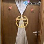 Elegant baby shower door sign and name boxes setup