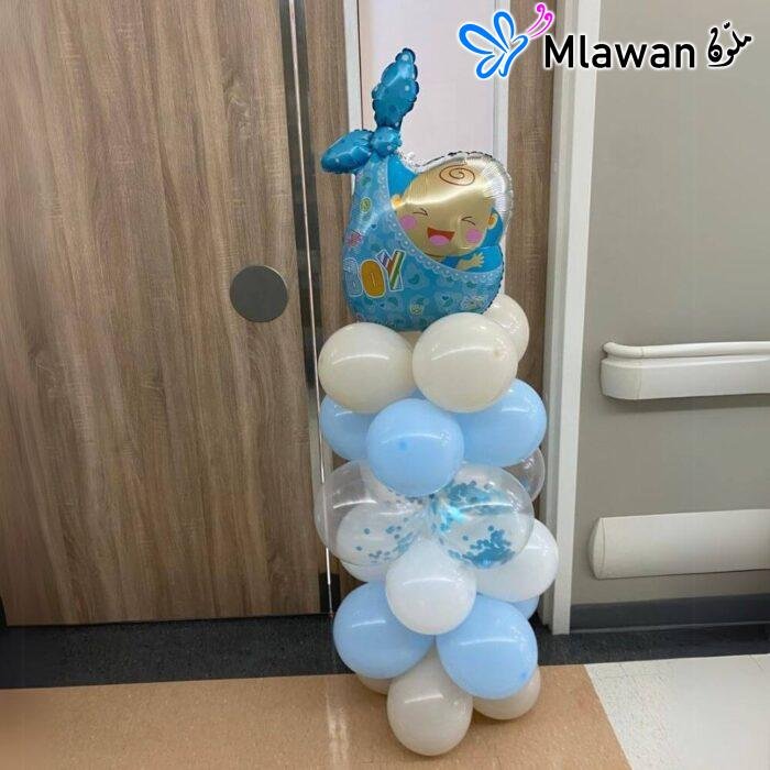 Elegant balloon columns for hospital newborn decorations in Sharjah Ajman