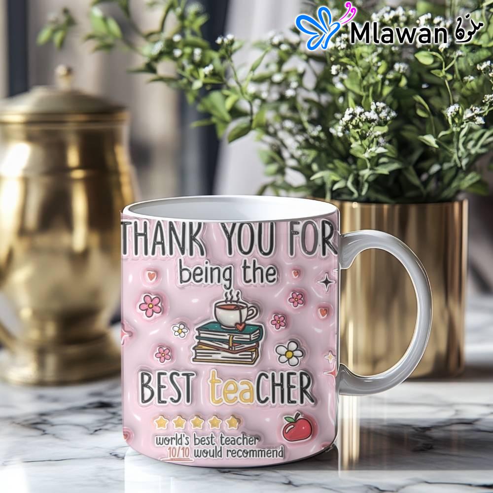 3 3D Thank You Teacher Mug - best Teachers Day gift.