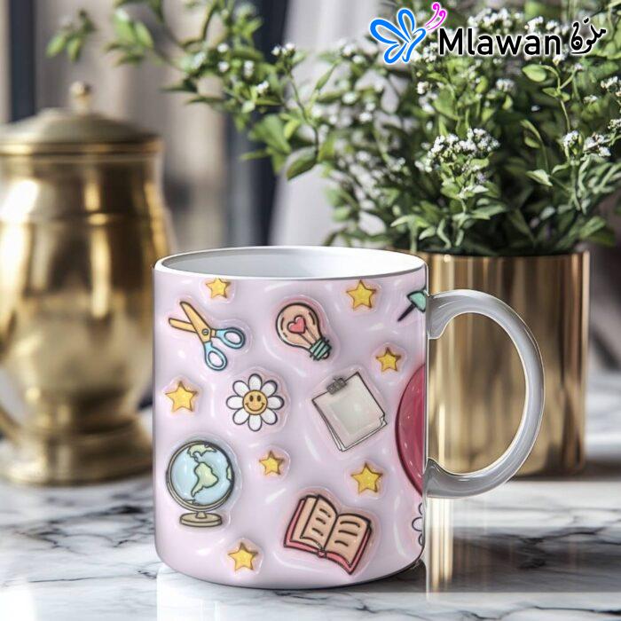 ⁦مج سيراميك منفوخ ثلاثي الأبعاد هدية يوم المعلم المميز⁩ - الصورة ⁦3⁩