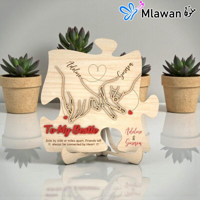 Personalized Puzzle Friendship Sign Bestie Gift Engraved Names.