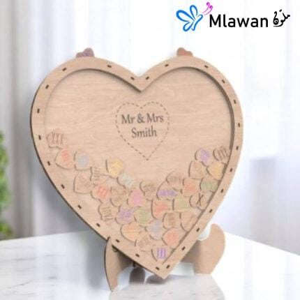 Wooden heart drop box guest book alternative for weddings