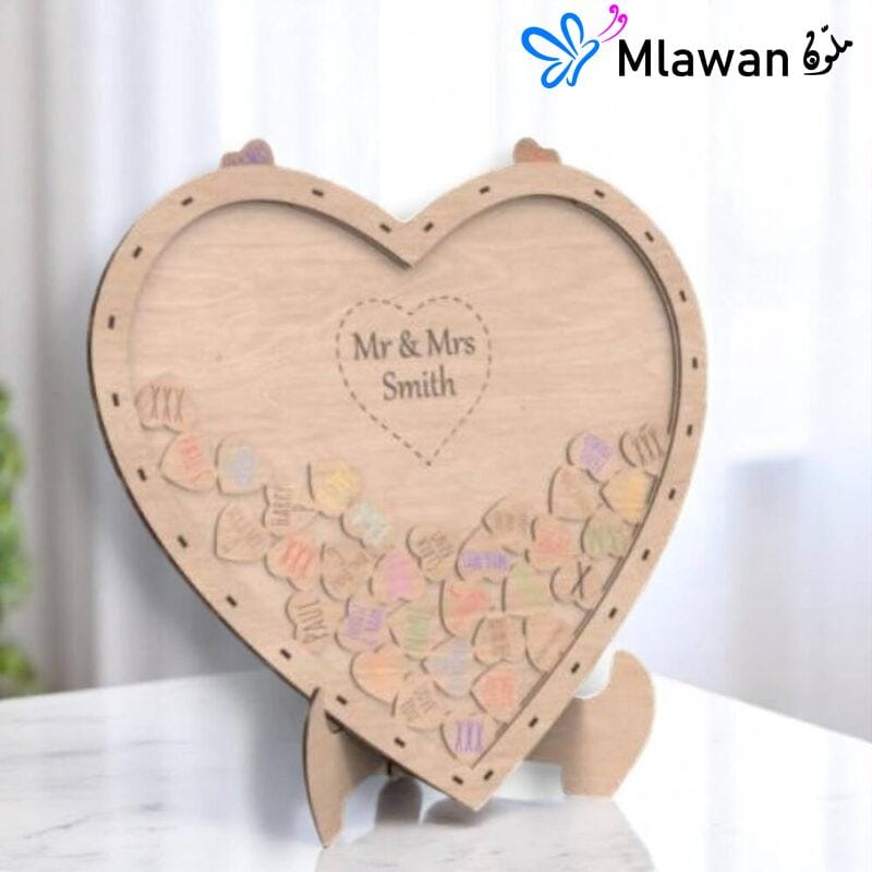 Wooden heart drop box guest book alternative for weddings