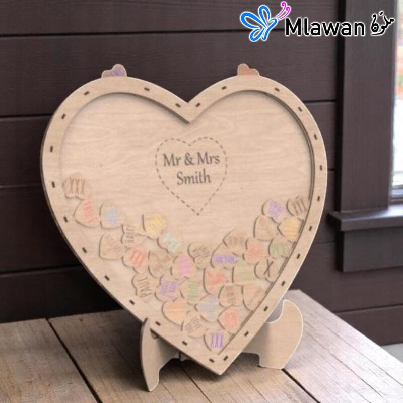 Wooden heart drop box guest book alternative for weddings