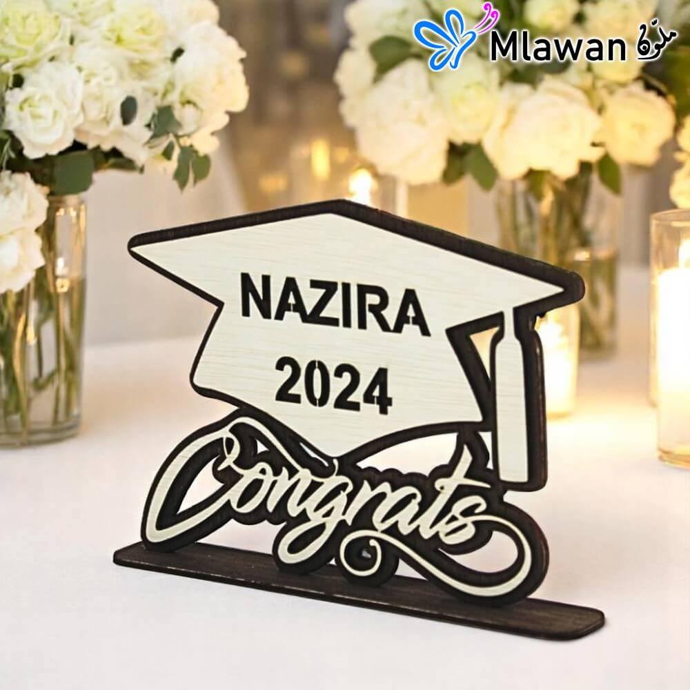 3025-1 (2) Personalized graduation wooden trophy with name