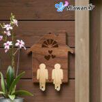 Personalized wooden key holder- Wooden House Key Holder with Couple Keychains