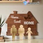 Personalized Family Wooden Key Holder Home Decor 3 Hooks.