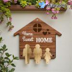 Personalized Family Wooden Key Holder Decorates Home Features Three Hooks.