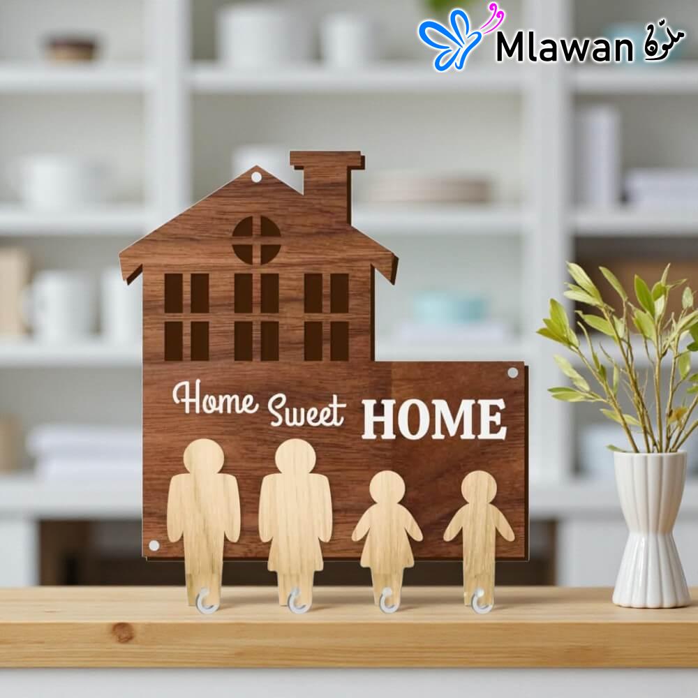 3039-2 (1) Decorative Wooden Wall Key Holder Home Sweet Home- Home Sweet Home