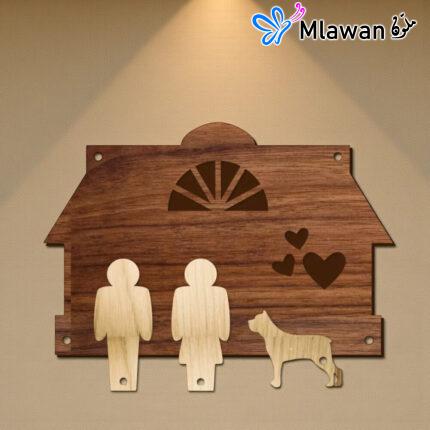 Personalized Family Name Key Rack Dog Keychain wooden gift
