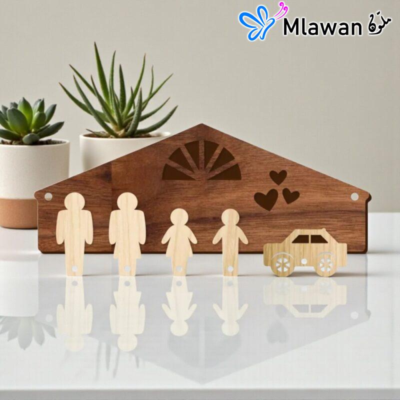 Personalized Family Wooden Key Holder Gift for Mom Dad Two Kids Car Key HangerPersonalized wooden family key holder for father mother two kids -