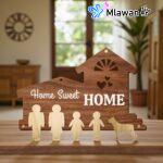 Home Sweet Home wooden family key holder for two kids and a dog - "Home Sweet HOME"