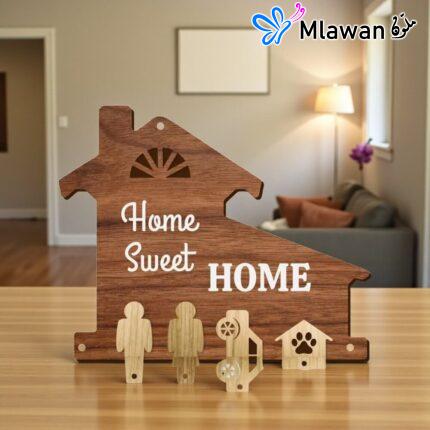 Home Sweet Home wooden family key holder wall mount.