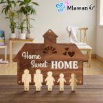 Home Sweet Home Wooden Key Holder Personalize Family Key Holder 5 hooks