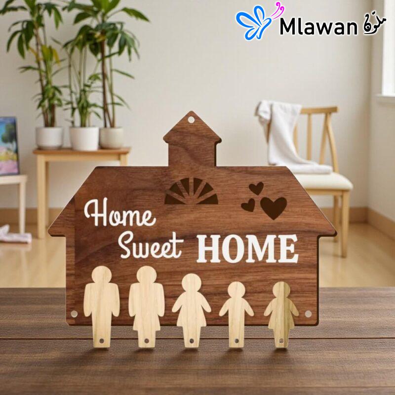 Home Sweet Home Wooden Key Holder Personalize Family Key Holder 5 hooks