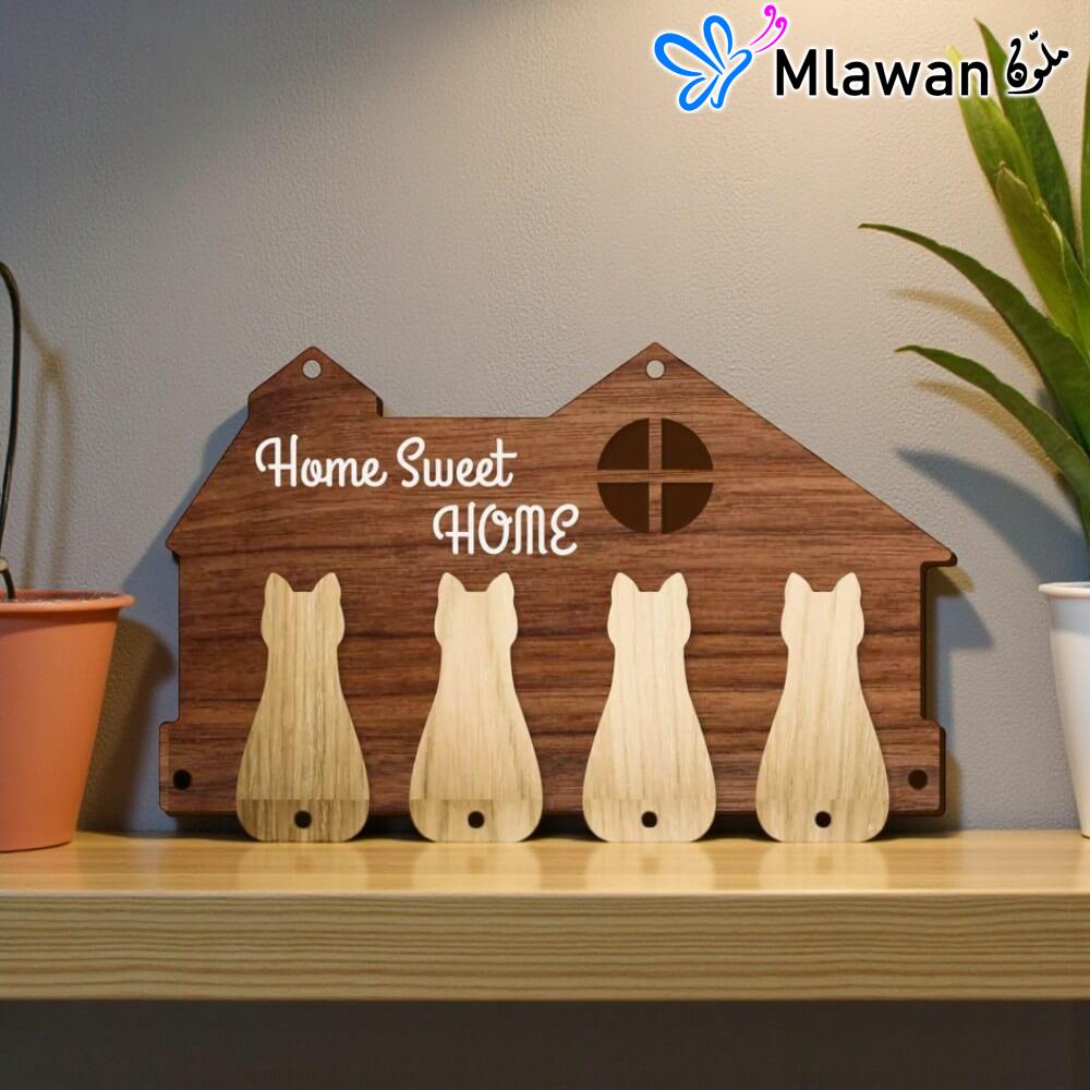 3039-8 (1) Home Sweet Home Wooden Key Holder personalize family girls
