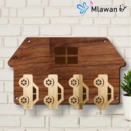 Personalized Family Wooden Key Holder Home Decor 4 Hooks Cars