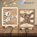 Personalized Family Fist Bump Frame Engraved Names Strong Mom Dad Hands