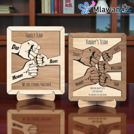 Personalized Family Fist Bump Frame - Family Fist Bumps Mom Dad Hands Strong Father Mother frame with names engraved available in 3 or 5 hands