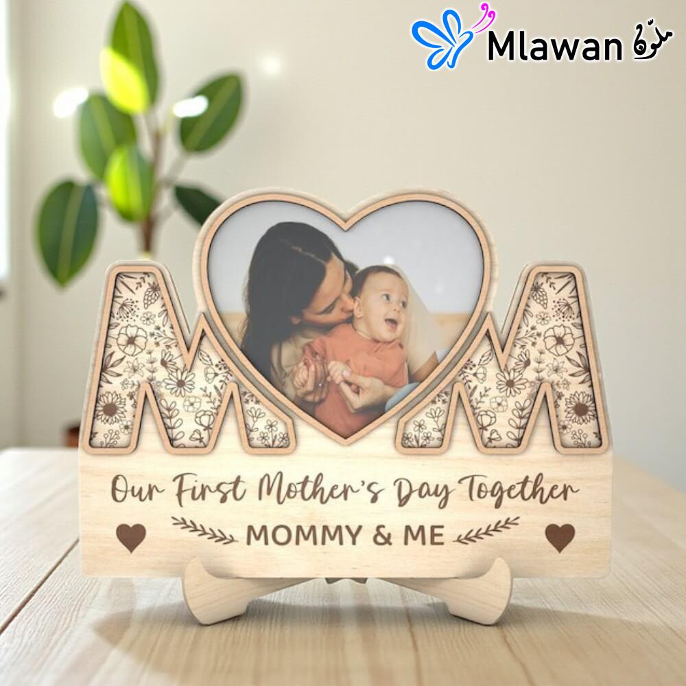3080-2 (3) Personalized Wooden Frame - Our First Mothers Day Together Keepsake Photo.