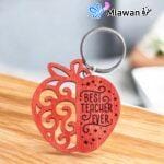 Apple-shaped wooden keychain for Teacher Appreciation Day