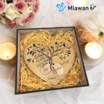 Customizable wedding keepsake box with engraved names and date