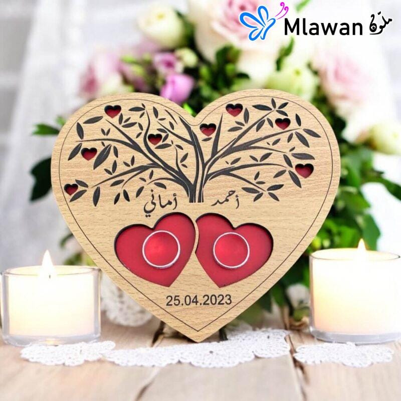 Wooden Heart Ring Box for Weddings and Engagements