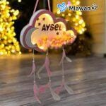Welcome Door Sign in the shape of a cloud with name and led ligh