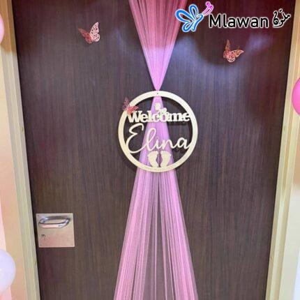 Luxury hospital room setup with themed decorations and name board