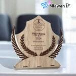 Personalized wooden trophy with custom engraving for business awards