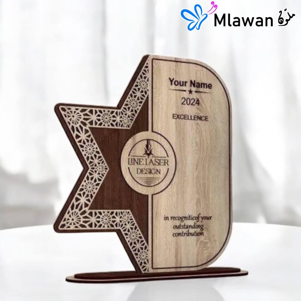 4067 (5) customizable wooden trophy featuring luxury gift box packaging