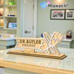 Personalized doctor therapist desk nameplate.